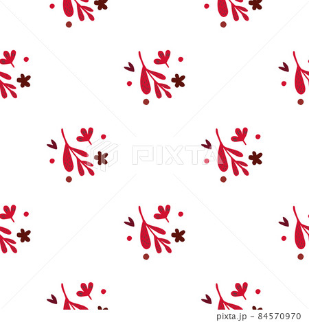 Small red flowers and leaf seamless pattern. Vintage background. 84570970