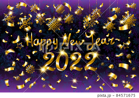 2022 A Happy New Year sign, congrats concept. Beautiful snowy backdrop. fly gold ribbons with confetti. Golden digits Creative Christmas decoration. Snowflake Vector illustration. 2022 A Happy New Year sign, congrats concept. Beautiful snowy backdrop. fly gold ribbons with confetti. Golden digits Creative Christmas decoration. Snowflake Vector illustration. 84571675