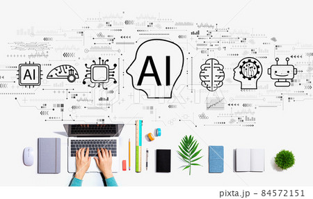 AI concept with person using a laptop 84572151