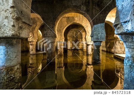 Moorish cistern Aljibe in Caceres. Former mosque under the Muslim rule in Spain. Moorish cistern Aljibe in Caceres. Former mosque under the Muslim rule in Spain. 84572318