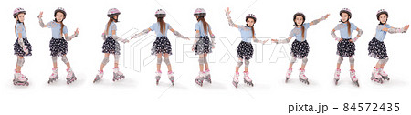 Nine little pretty girl on roller skates 84572435