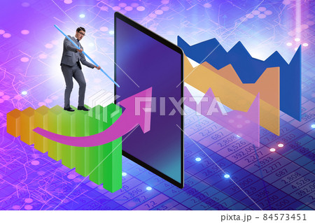 Visualisation concept with charts and businessman 84573451