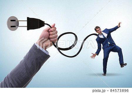 Businessman being powered by electric power Businessman being powered by electric power 84573896