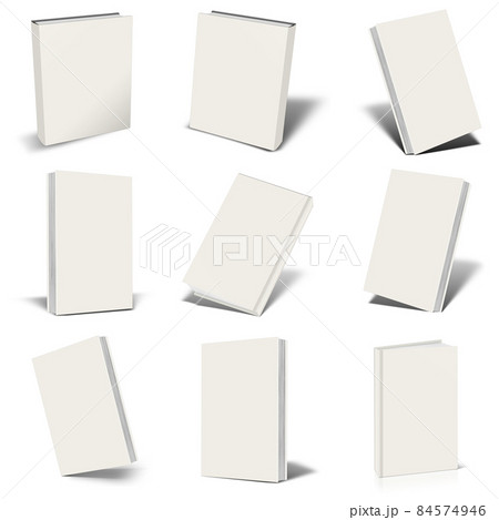 Nine blank white book mockup with shadow. Nine blank white book mockup with shadow. 84574946