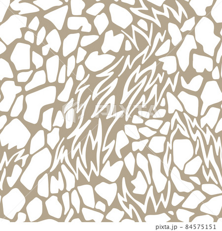 Abstract geometric seamless pattern. Abstract cut shapes with ragged edges. Stylized animal giraffe skin fur print texture. Fashion design for textile, fabric, backdrop or any surface. 84575151