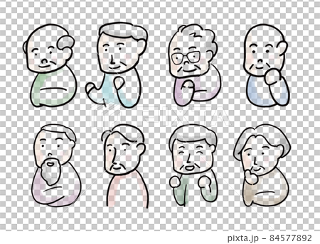 Illustration set of smiling grandfather 84577892