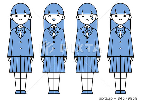 人物イラスト_女子高生表情セット 人物イラスト_女子高生表情セット 84579858