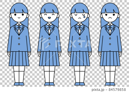 人物イラスト_女子高生表情セット 人物イラスト_女子高生表情セット 84579858