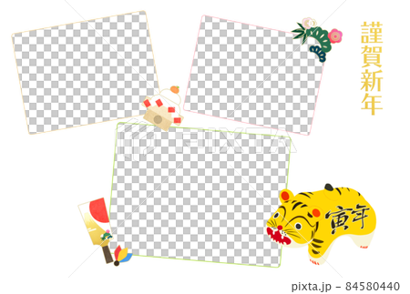 Japanese style and cute Tora year photo frame New Year's card Japanese style and cute Tora year photo frame New Year's card 84580440