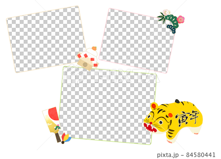 Japanese style and cute Tora year photo frame New Year's card Japanese style and cute Tora year photo frame New Year's card 84580441