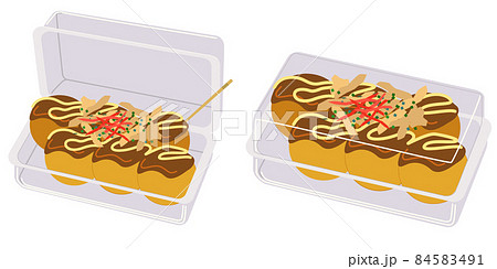 パック入りタコ焼きセット ベクターイラストのイラスト素材