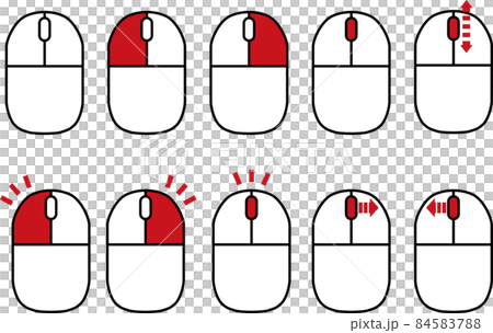 パソコン用の白いマウスのボタン操作方法　クリック、回転など 84583788