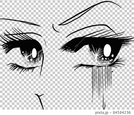 70年代少女漫畫 感到危險而感到驚訝的美麗女性的臉部化妝插圖 84584236