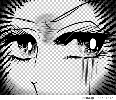 70's shojo manga Face do-up illustration of a beautiful woman who feels danger and is surprised 84584242