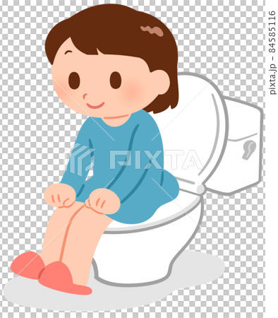 Girl sitting on the toilet Girl sitting on the toilet 84585116