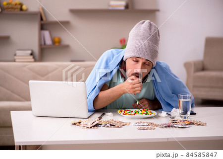 Young sick man suffering at home 84585847