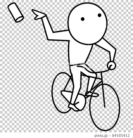 自転車で走りながら空き缶を捨てる不届き者の男 自転車で走りながら空き缶を捨てる不届き者の男 84585912