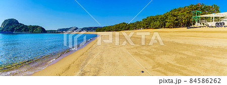 前浜海水浴場 パノラマ 長崎県南島原市 の写真素材