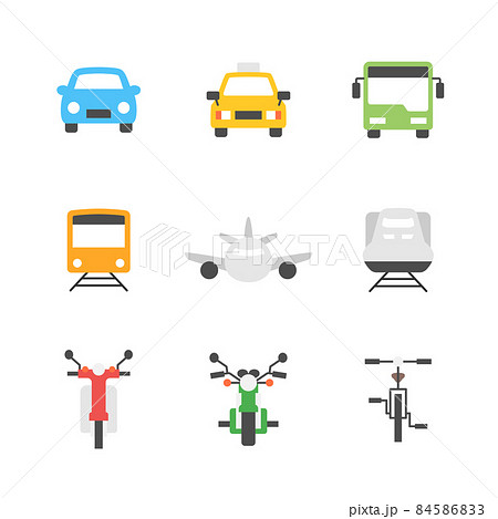 交通手段のカラーアイコンセット（線なし） 84586833