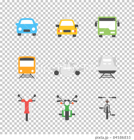 交通手段のカラーアイコンセット（線なし） 84586833
