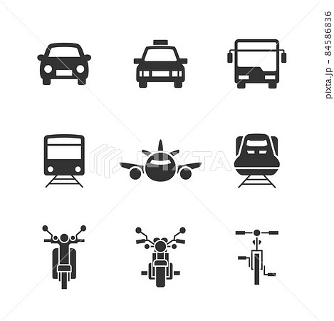 交通手段のモノクロアイコンセット 84586836
