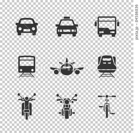 交通手段のモノクロアイコンセット 84586836