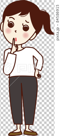 一個將手指放在嘴上的年輕女子。 84586915