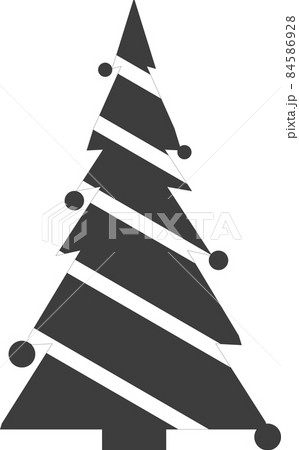 Flat black Christmas tree with balloon decorations. Vector image. Flat black Christmas tree with balloon decorations. Vector image. 84586928