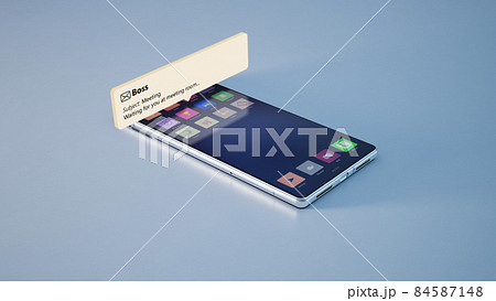 3D Render of smartphone receiving messages from boss 3D Render of smartphone receiving messages from boss 84587148