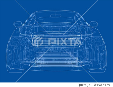 Electric Car With Chassis. 3d illustration 84587479