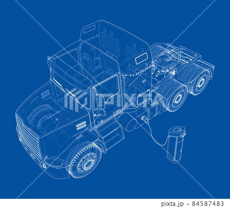 Electric Truck Charging Station Sketch 84587483
