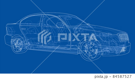 Electric Car With Chassis. 3d illustration Electric Car With Chassis. 3d illustration 84587527