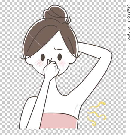 脇が臭くて鼻をつまむ女性 84588084