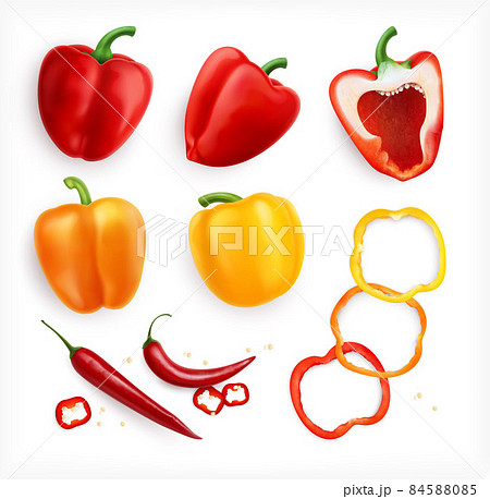 Pepper Realistic Icon Set 84588085