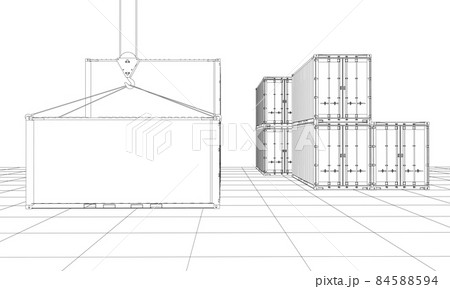 Cargo containers. Wire-frame style Cargo containers. Wire-frame style 84588594