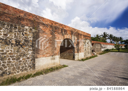 Building view of Hengchun Old City Wall (east Gate) in Pingtung, Taiwan, The City Wall is one of the best preserved in Taiwan. 84588864