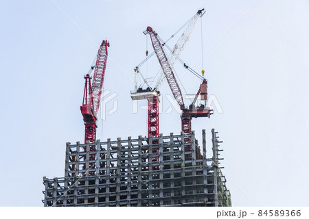 View of the building construction site with cranes in Taiwan. View of the building construction site with cranes in Taiwan. 84589366