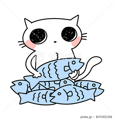 魚を持つ 魚に囲まれるのイラスト素材