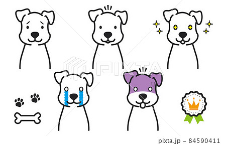 かわいい犬のポーズセット02　黒色 84590411