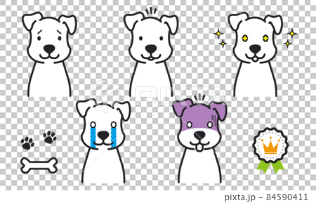かわいい犬のポーズセット02　黒色 84590411