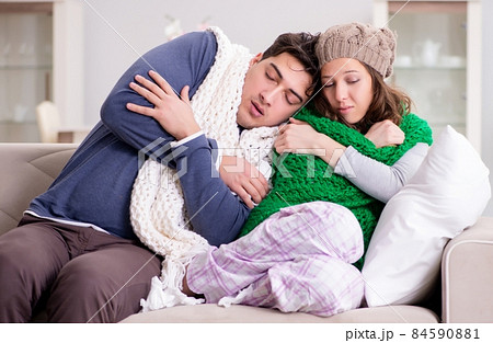 Sick wife and husband at home Sick wife and husband at home 84590881