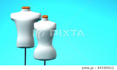 Display mannequins on blue text space. Display mannequins on blue text space. 84590912
