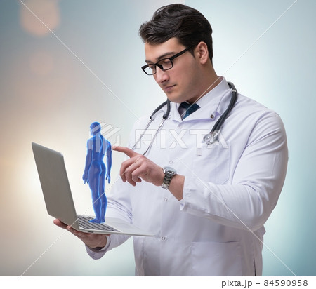 Male doctor in futuristic medical concept 84590958