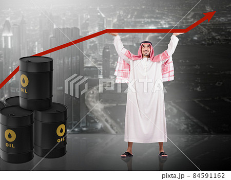 Arab businessman supporting oil price 84591162