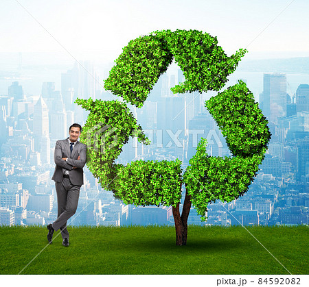 Businessman in recyling sustainable business concept Businessman in recyling sustainable business concept 84592082