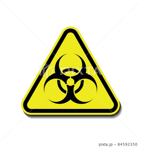 Biohazard symbol vector sign of biological threat alert, isolated black yellow triangle isolated on white 84592350