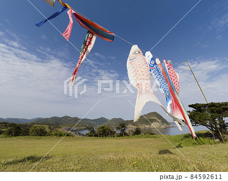 長崎県 福江島 【こいのぼり】 / carp streamers in a rural island 長崎県 福江島 【こいのぼり】 / carp streamers in a rural island 84592611