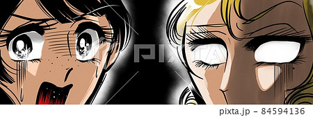 70年代少女漫画裏切りに不信感を露わにする金髪美女の顔ドアップイラスト 70年代少女漫画裏切りに不信感を露わにする金髪美女の顔ドアップイラスト 84594136