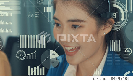 Customer support call center provide data with envisional graphic Customer support call center provide data with envisional graphic 84595106