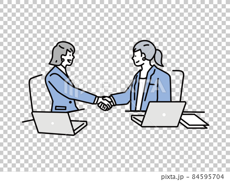 挨拶 握手をするイラスト ビジネス 自己紹介 合意 交渉 戦略 会議 プレゼン 契約 取引 のイラスト素材